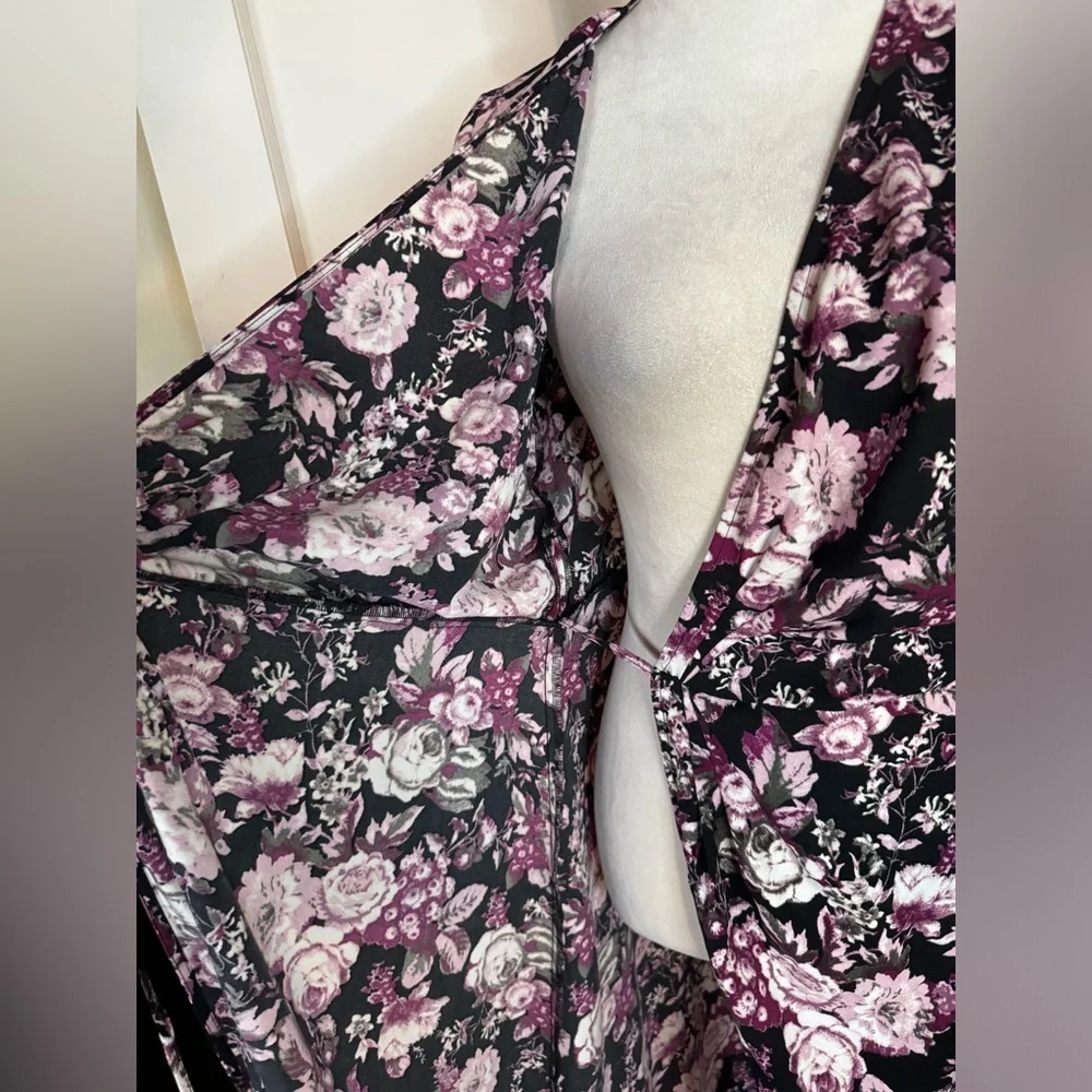 Free Press Floral Wrap Dress Flowy Lorelei Gilmore Girls romantic feminine maxi - Picture 12 of 13